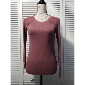 American Eagle Outfitters Knit Sweater Women's Size XS Mauve‎ Braided Shoulder